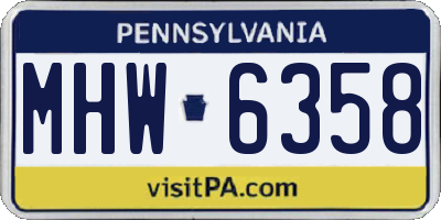 PA license plate MHW6358