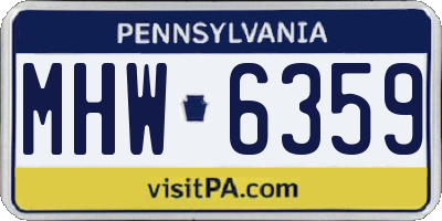 PA license plate MHW6359