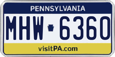 PA license plate MHW6360