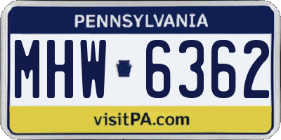 PA license plate MHW6362