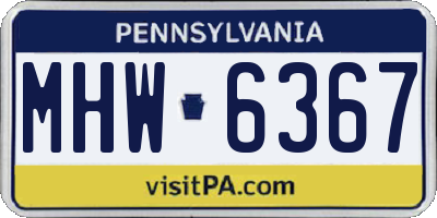 PA license plate MHW6367
