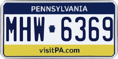 PA license plate MHW6369