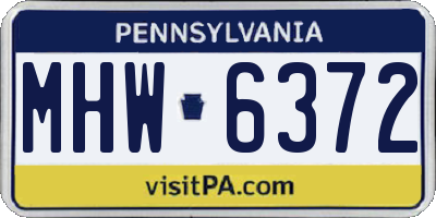 PA license plate MHW6372
