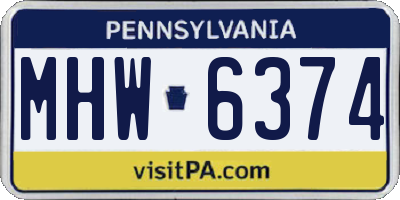 PA license plate MHW6374
