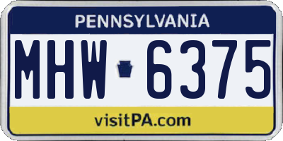 PA license plate MHW6375