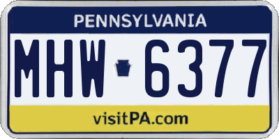 PA license plate MHW6377