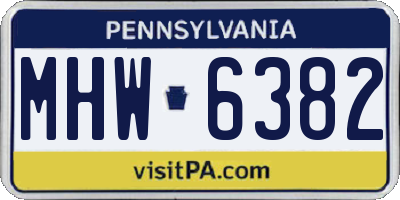 PA license plate MHW6382