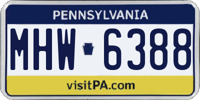 PA license plate MHW6388