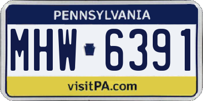 PA license plate MHW6391