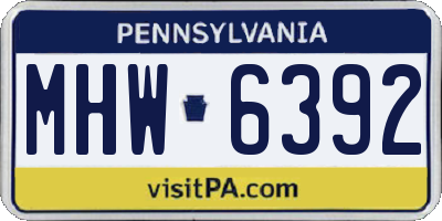 PA license plate MHW6392