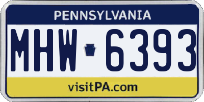 PA license plate MHW6393