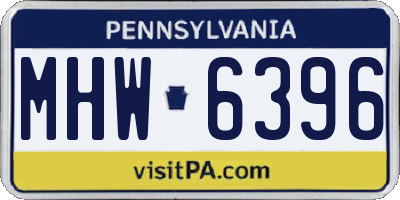 PA license plate MHW6396