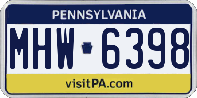 PA license plate MHW6398