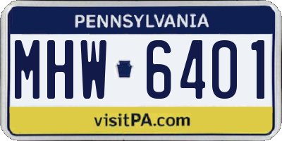 PA license plate MHW6401