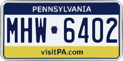 PA license plate MHW6402