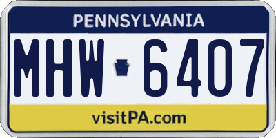 PA license plate MHW6407