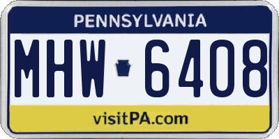 PA license plate MHW6408