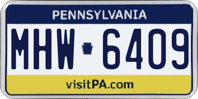 PA license plate MHW6409