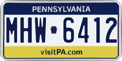 PA license plate MHW6412