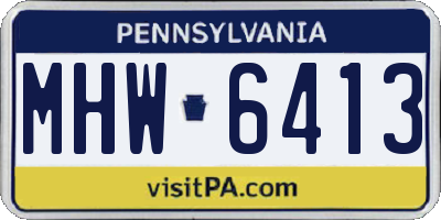 PA license plate MHW6413