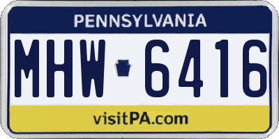 PA license plate MHW6416