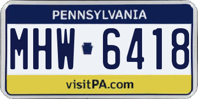 PA license plate MHW6418