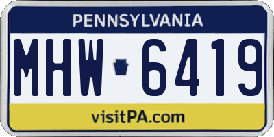 PA license plate MHW6419