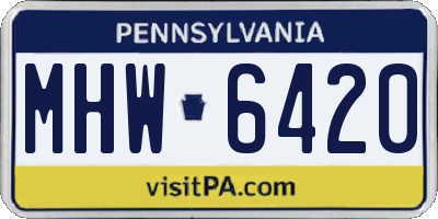 PA license plate MHW6420