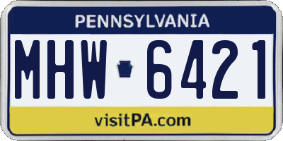 PA license plate MHW6421