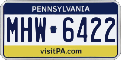 PA license plate MHW6422