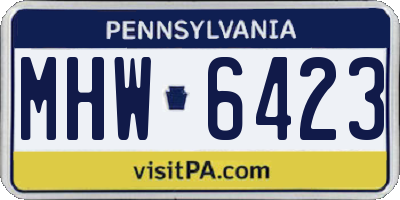 PA license plate MHW6423