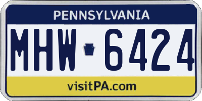 PA license plate MHW6424
