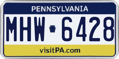 PA license plate MHW6428