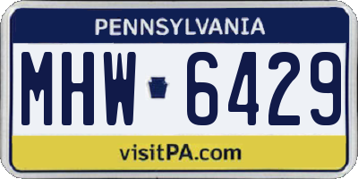PA license plate MHW6429