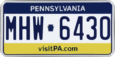 PA license plate MHW6430