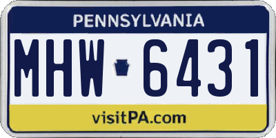 PA license plate MHW6431