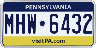 PA license plate MHW6432