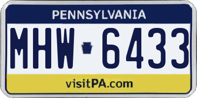PA license plate MHW6433