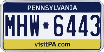 PA license plate MHW6443