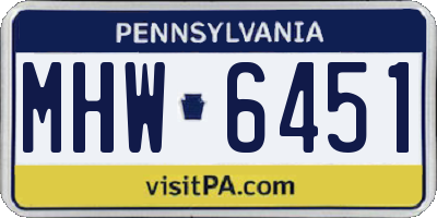 PA license plate MHW6451