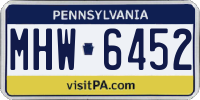 PA license plate MHW6452