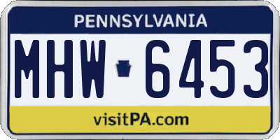 PA license plate MHW6453