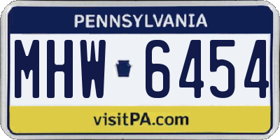 PA license plate MHW6454