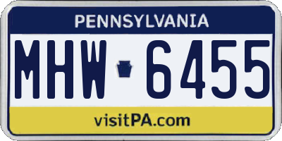 PA license plate MHW6455
