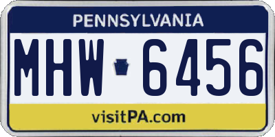 PA license plate MHW6456