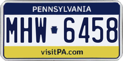PA license plate MHW6458
