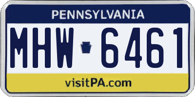 PA license plate MHW6461
