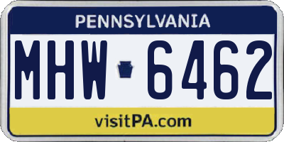 PA license plate MHW6462