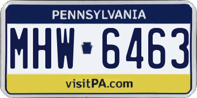 PA license plate MHW6463