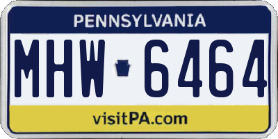 PA license plate MHW6464